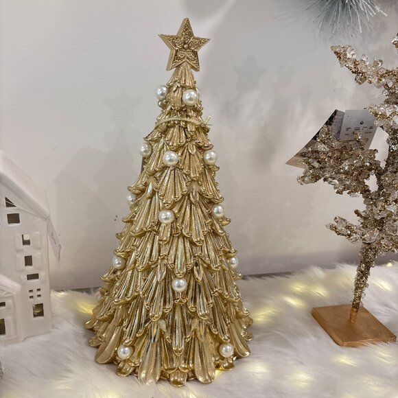 Cupcakes Cashmere Elegant Shabby Chic Metallic Gold Pearl Holiday Christmas Tree - Picture 6 of 6